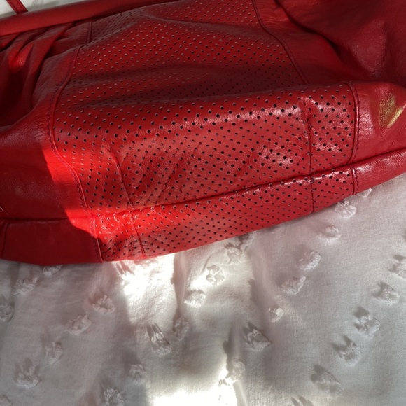 Vintage Red Leather Bag by Barabara Bolan - Picture 2 of 4